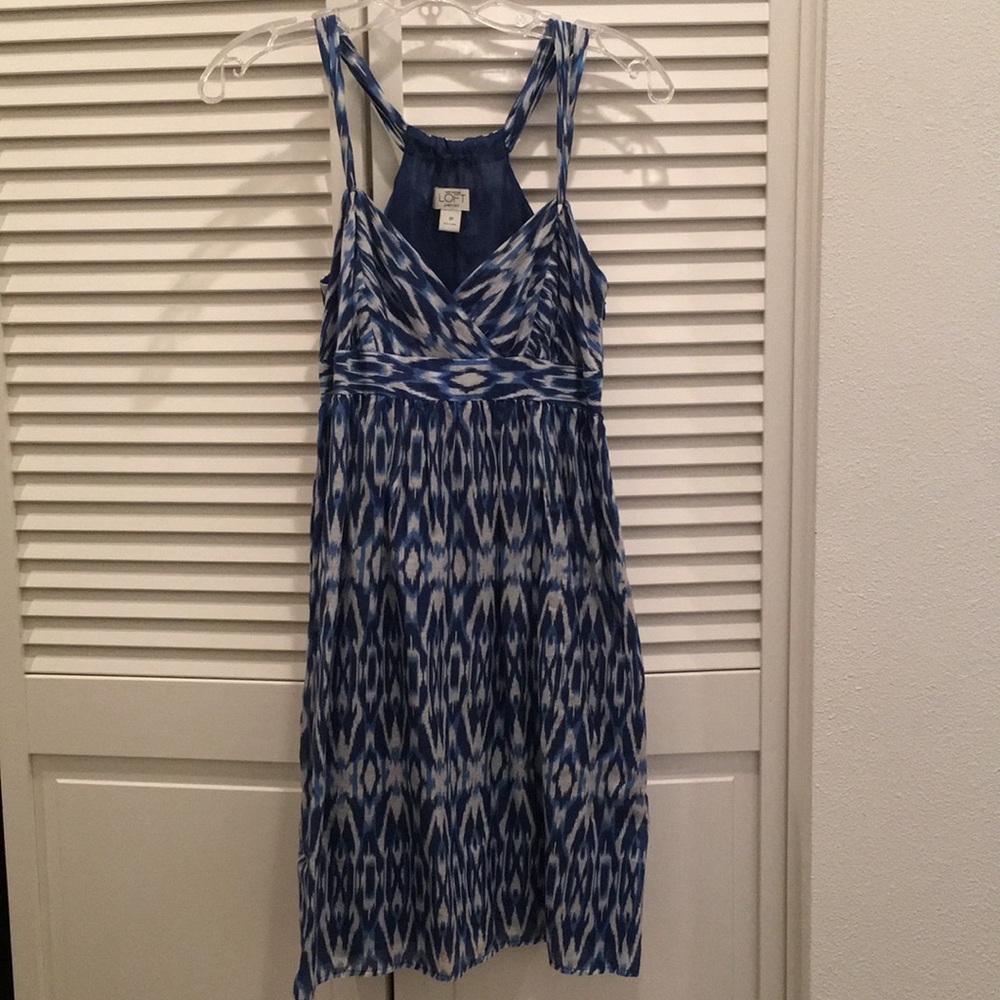 Blue and white abstract summer dress